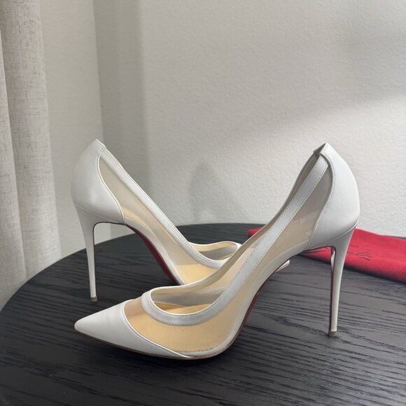 Christian Louboutin Galativi 100 Mesh Leather White 39.5 - Picture 4 of 9